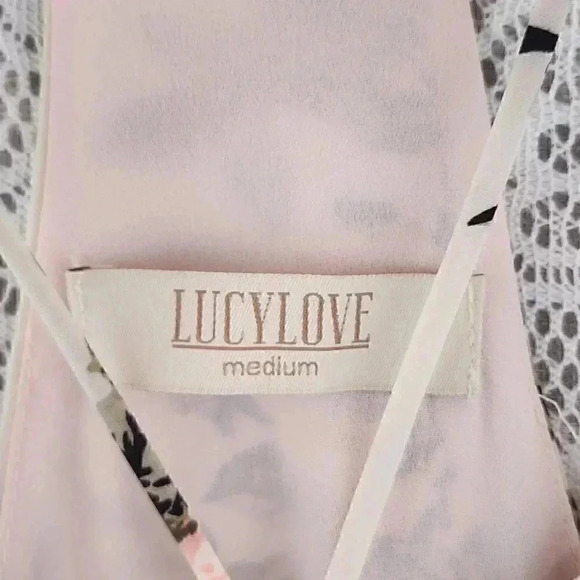 Lucylove High Neck Strappy Neckline Floral Mini Chiffon Dress  M - Picture 5 of 8